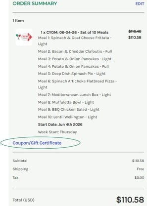 Coupon Gift Certificate Checkout